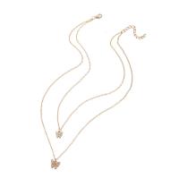 Fashion Multi Layer Necklace, Zinc Alloy, with 1.97inch extender chain, gold color plated, Double Layer & fashion jewelry & for woman & with rhinestone Approx 19.13 Inch 