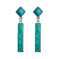 Turquoise Zinc Alloy Earring, with turquoise, fashion jewelry, blue, 60mm 