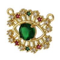 Fashion Evil Eye Pendant, Brass, gold color plated, fashion jewelry & DIY & micro pave cubic zirconia, multi-colored Approx 2mm 