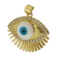 Mode Evil Eye Pendentif, laiton, libellule, Placage de couleur d'or, bijoux de mode & DIY & pavé de micro zircon & émail, multicolore Environ 3mm, Vendu par PC
