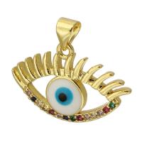 Mode Evil Eye Pendentif, laiton, Mauvais œil, Placage de couleur d'or, bijoux de mode & DIY & pavé de micro zircon & émail, multicolore Environ 3mm, Vendu par PC