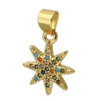 Cubic Zirconia Micro Pave Brass Connector, Eight Point Star, gold color plated, fashion jewelry & DIY & micro pave cubic zirconia, multi-colored Approx 3mm 