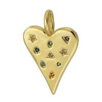 Colgante de Micro Pavé de Zirconía Cúbica, metal, Corazón, chapado en color dorado, Joyería & Bricolaje & micro arcilla de zirconia cúbica, multicolor, 13x20x1.5mm, agujero:aproximado 2mm, Vendido por UD