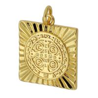 Brass Jewelry Pendants,  Square, gold color plated, fashion jewelry & DIY, golden Approx 3mm 
