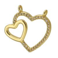 Cubic Zirconia Micro Pave Brass Pendant, Heart, gold color plated, fashion jewelry & DIY & micro pave cubic zirconia, golden Approx 1mm 