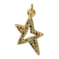 Colgante de Micro Pavé de Zirconía Cúbica, metal, Estrella, chapado en color dorado, Joyería & Bricolaje & micro arcilla de zirconia cúbica, multicolor, 14x21x2mm, agujero:aproximado 3mm, Vendido por UD