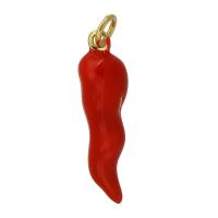 Enamel Brass Pendants, Pepper, gold color plated, fashion jewelry & DIY, red Approx 3mm 