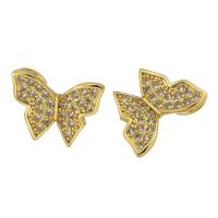 Colgante de Micro Pavé de Zirconía Cúbica, metal, Mariposa, chapado en color dorado, Joyería & Bricolaje & micro arcilla de zirconia cúbica, dorado, 14x11x4mm, agujero:aproximado 2mm, Vendido por UD