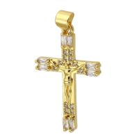 Colgante de Micro Pavé de Zirconía Cúbica, metal, Cruces, chapado en color dorado, Joyería & Bricolaje & micro arcilla de zirconia cúbica, dorado, 18x29x3mm, agujero:aproximado 3mm, Vendido por UD