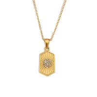 Cubic Zirconia Stainless Steel Necklace, 304 Stainless Steel, with Cubic Zirconia, with 5cm extender chain, Hexagon, Vacuum Ion Plating, for woman, golden Approx 40 cm 