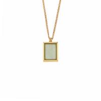 Stainless Steel Jewelry Necklace, 304 Stainless Steel, with Natural Stone, with 5cm extender chain, Rectangle, Vacuum Ion Plating & for woman Approx 40 cm 