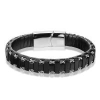 PU Leather Cord Bracelets, with 316L Stainless Steel, fashion jewelry & for man 