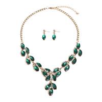 Crystal Jewelry Sets, Zinc Alloy, Stud Earring & necklace, with Crystal, with 2.76inch extender chain, 2 pieces & fashion jewelry & for woman 70mm Approx 19.69 Inch 