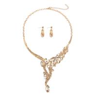 Crystal Jewelry Sets, Zinc Alloy, Stud Earring & necklace, with Crystal, with 2.76inch extender chain, 2 pieces & for woman & with rhinestone 90mm Approx 16.93 Inch 