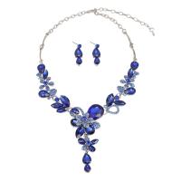 Crystal Jewelry Sets, Zinc Alloy, Stud Earring & necklace, with Crystal, with 2.76inch extender chain, 2 pieces & fashion jewelry & for woman 35mm Approx 16.93 Inch 