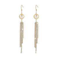 Fashion Fringe Earrings, Rhinestone, with Plastic Pearl, plated, fashion jewelry & for woman 
