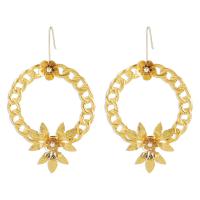 Iron Drop Earring, with Plastic Pearl, Flower, plated, punk style & for woman & hollow 
