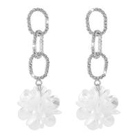 Resin Drop Earring, with Rhinestone, Flower, plated, fashion jewelry & for woman 