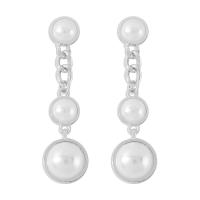 Plastic Pearl Zinc Alloy Earring, Iron, with Plastic Pearl & Zinc Alloy, Dome, plated, fashion jewelry & for woman 
