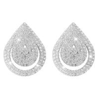 Zinc Alloy Rhinestone Stud Earring, Teardrop, plated, fashion jewelry & for woman & with rhinestone 