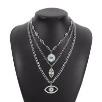 Fashion Multi Layer Necklace, Iron, with Resin & Zinc Alloy, Evil Eye, plated, multilayer & for woman & with rhinestone .74-25.98 Inch 