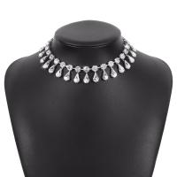 Fashion Iron Necklace, Teardrop, plated, vintage & for woman & with rhinestone .59-16.73 Inch 