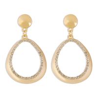 Zinc Alloy Rhinestone Drop Earring, Oval, plated, fashion jewelry & for woman & with rhinestone & hollow 