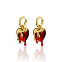 Brass Drop Earring, with Resin, Heart, 18K gold plated, fashion jewelry & for woman 