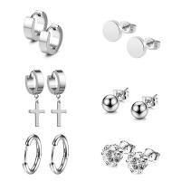 Stainless Steel Drop Earring, 316 Stainless Steel, 6 pieces & micro pave cubic zirconia & for woman, original color . 