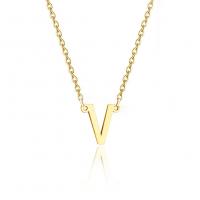 Stainless Steel Jewelry Necklace, 304 Stainless Steel, Alphabet Letter, gold color plated & for woman Approx 18 Inch 