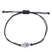 Fashion Create Wax Cord Bracelets, Zinc Alloy, with Wax Cord, plated, Adjustable & for woman & enamel & with rhinestone 4-11 lnch 