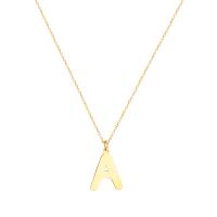 Stainless Steel Jewelry Necklace, 304 Stainless Steel, Alphabet Letter, Vacuum Plating & for woman, Crystal Gold Approx 18 Inch 