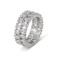 Латунное кольцо с стразами, Латунь, Другое покрытие, разный размер для выбора & инкрустированное микро кубического циркония & Женский & со стразами, Много цветов для выбора, продается PC