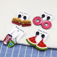 Acrylic Drop Earring, with Zinc Alloy, food shape & for woman, multi-colored, 50mm 