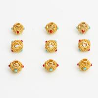 Brass Spacer Beads, with Plastic, sang gold plated & hollow, golden, 6.5-10mm 