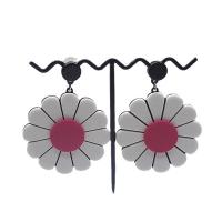 Acrylic Drop Earring, with Zinc Alloy, Flower, for woman 60mm 