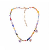 Gemstone Necklaces, with Plastic Pearl, for woman, multi-colored Approx 37 cm 