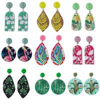 Acrylic Drop Earring, with Zinc Alloy & for woman, multi-colored, 6-8.3cm 