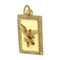 Cubic Zirconia Micro Pave Brass Pendant, Rectangle, gold color plated, fashion jewelry & DIY & micro pave cubic zirconia, golden Approx 3mm 