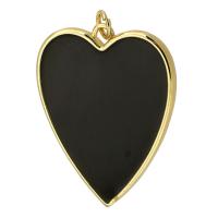 Enamel Brass Pendants, Heart, gold color plated, fashion jewelry & DIY, two different colored Approx 3mm 