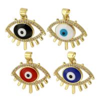 Fashion Evil Eye Pendant, Brass, gold color plated, fashion jewelry & DIY & micro pave cubic zirconia & enamel Approx 3mm 