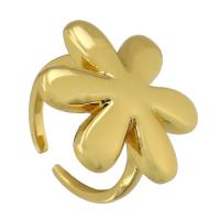 Палец кольцо-латунь, Латунь, Форма цветка, плакирован золотом, ювелирные изделия моды & Женский, Золотой размер:7, продается PC