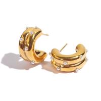 Edelstahl Stud Ohrring, 304 Edelstahl, mit Kunststoff Perlen, 18K vergoldet, Modeschmuck & für Frau, 22x10mm, verkauft von Paar