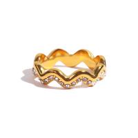 Cubic Zirconia anillo de dedo de acero inoxidable, acero inoxidable 304, 18K chapado en oro, Doble capa & Joyería & diverso tamaño para la opción & para mujer & con diamantes de imitación, 21x5mm, Vendido por UD