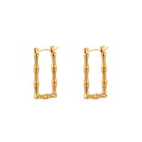 Stainless Steel Leverback Earring, 304 Stainless Steel, Rectangle, Vacuum Ion Plating, for woman, golden 