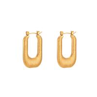 Edelstahl Baumeln Ohrring, 304 Edelstahl, Vakuum-Ionen-Beschichtung, für Frau, goldfarben, 20x31.6mm, verkauft von Paar