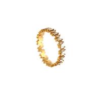 Cubic Zirconia anillo de dedo de acero inoxidable, acero inoxidable 304, con cúbica circonia, Recubrimiento iónico al vacío, diverso tamaño para la opción & para mujer, dorado, 4.5x22.5mm, Vendido por UD