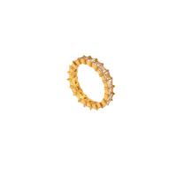 Cubic Zirconia anillo de dedo de acero inoxidable, acero inoxidable 304, con cúbica circonia, Recubrimiento iónico al vacío, diverso tamaño para la opción & para mujer, dorado, 4.5x23mm, Vendido por UD