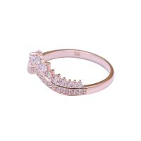 Cubic Zirconia Micro Pave Brass Finger Ring, Cupronickel & micro pave cubic zirconia & for woman, rose gold color 