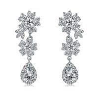 Cubic Zirconia Micro Pave Brass Earring, micro pave cubic zirconia & for woman, 50mm 